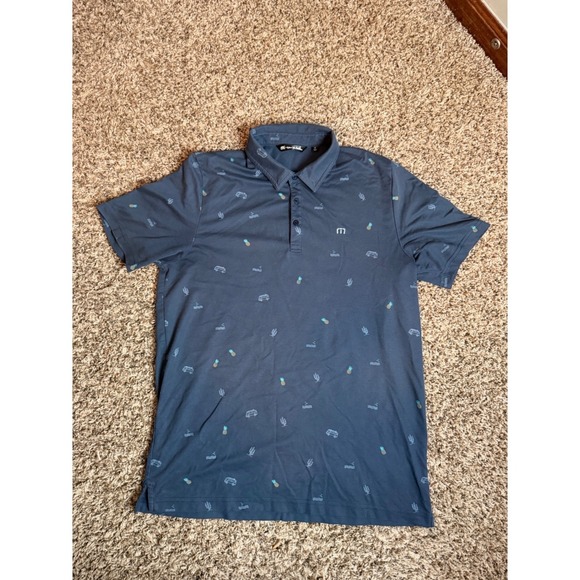 TravisMathew Other - TravisMathew Mens XL Polo Shirt Blue Pineapple Cactus Camper Van Golf Shirt